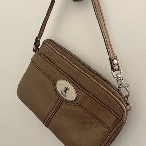 Fossil Tan Leather Wristlet